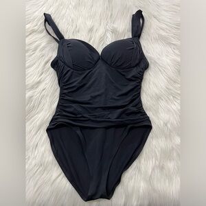 La Blanca Black ruched one piece swimsuit